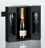 Moet Chandon brut 75cl met 2 flutes in zwarte geschenkdoos